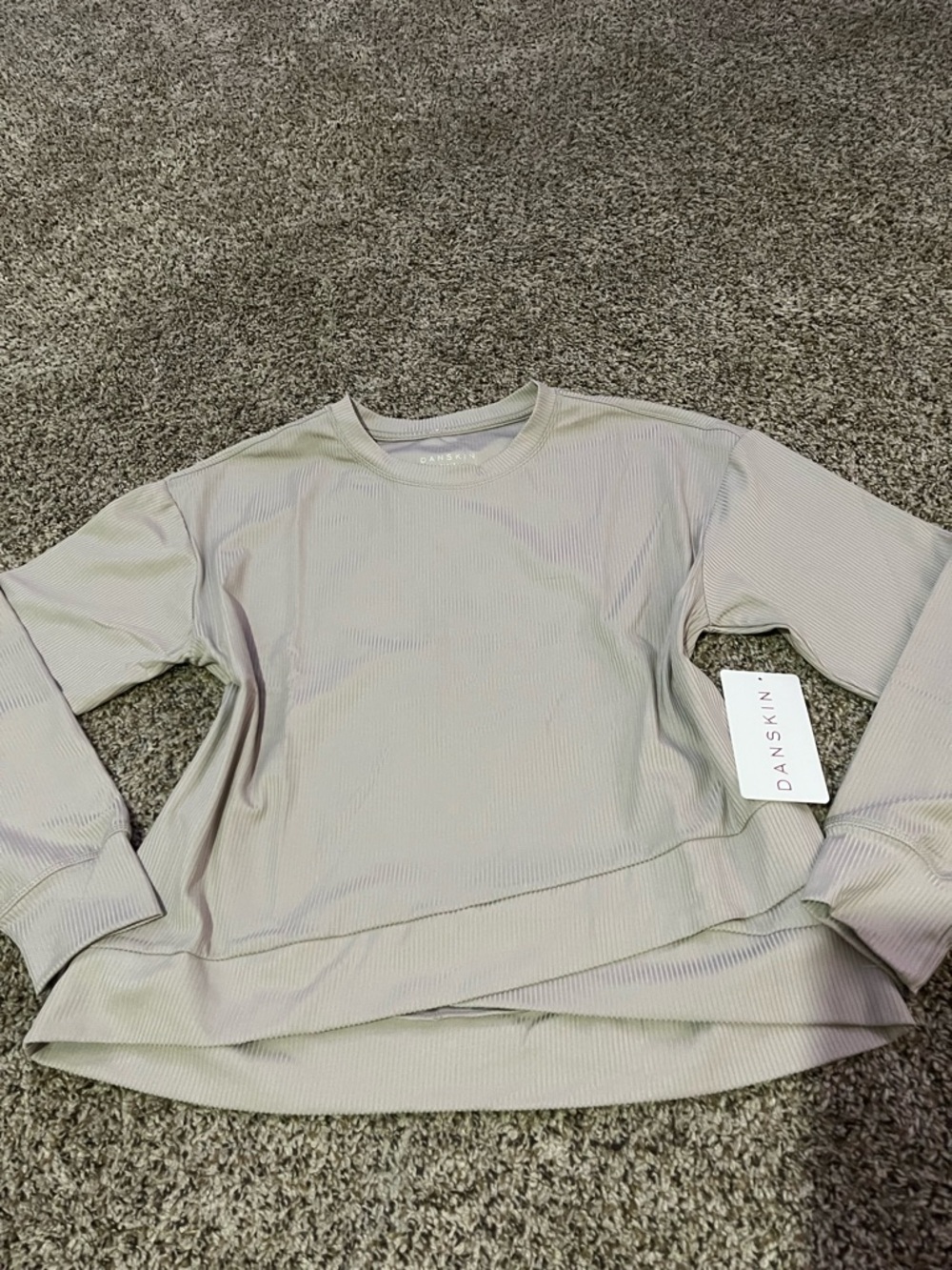 Danskin Ribbed-Neck Active Top in Olive Green